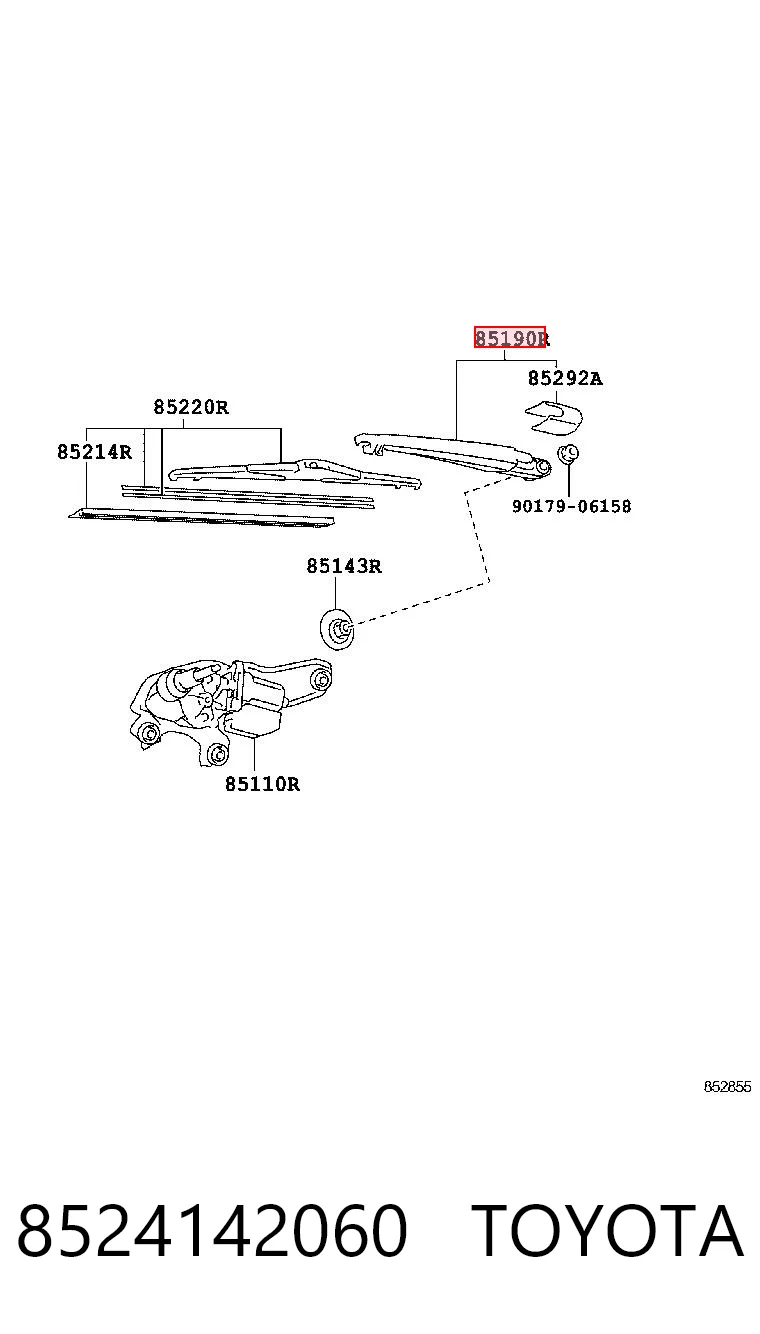 8524142060 Toyota Важіль-поводок двірника заднього скла