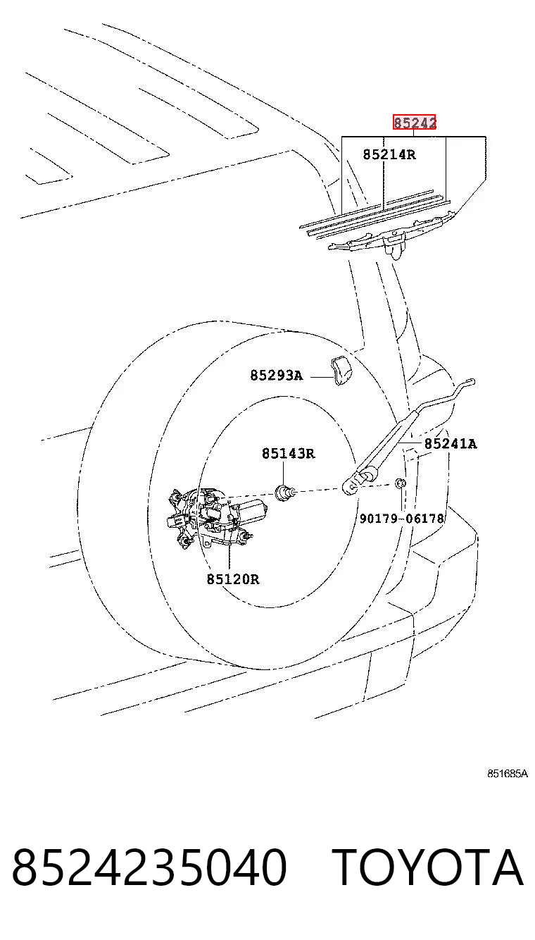 8524235040 Toyota Щітка склоочисника задня