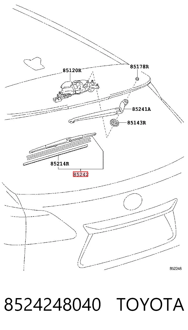 8524248040 Toyota Щітка склоочисника задня