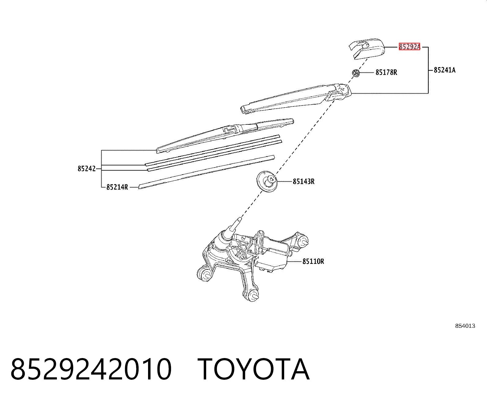 8529242010 Toyota Заглушка гайки кріплення повідка заднього двірника