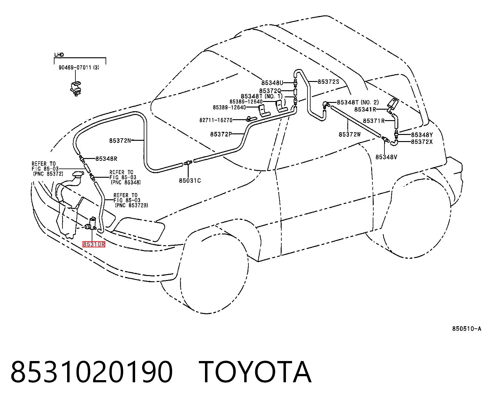 8531020190 Toyota Мотор омивача