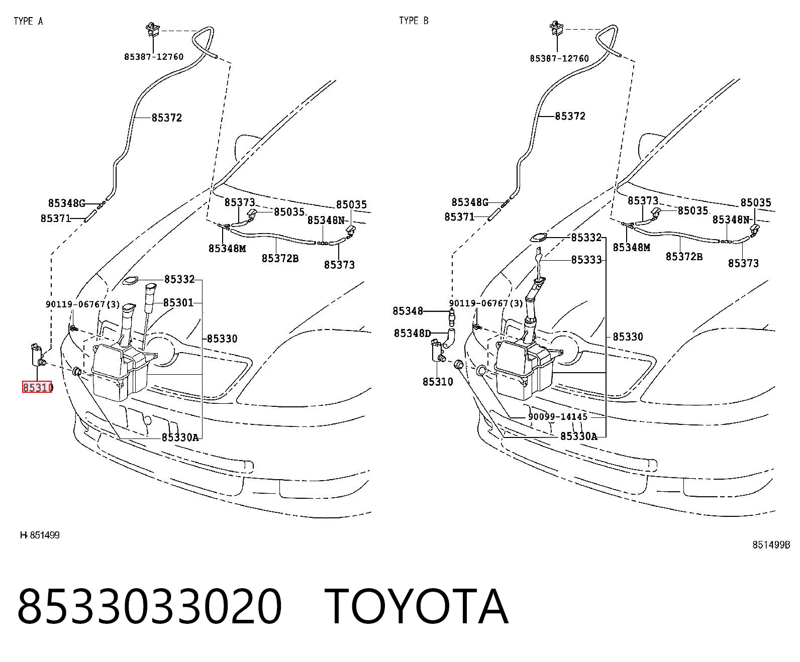 8533033020 Toyota Мотор омивача