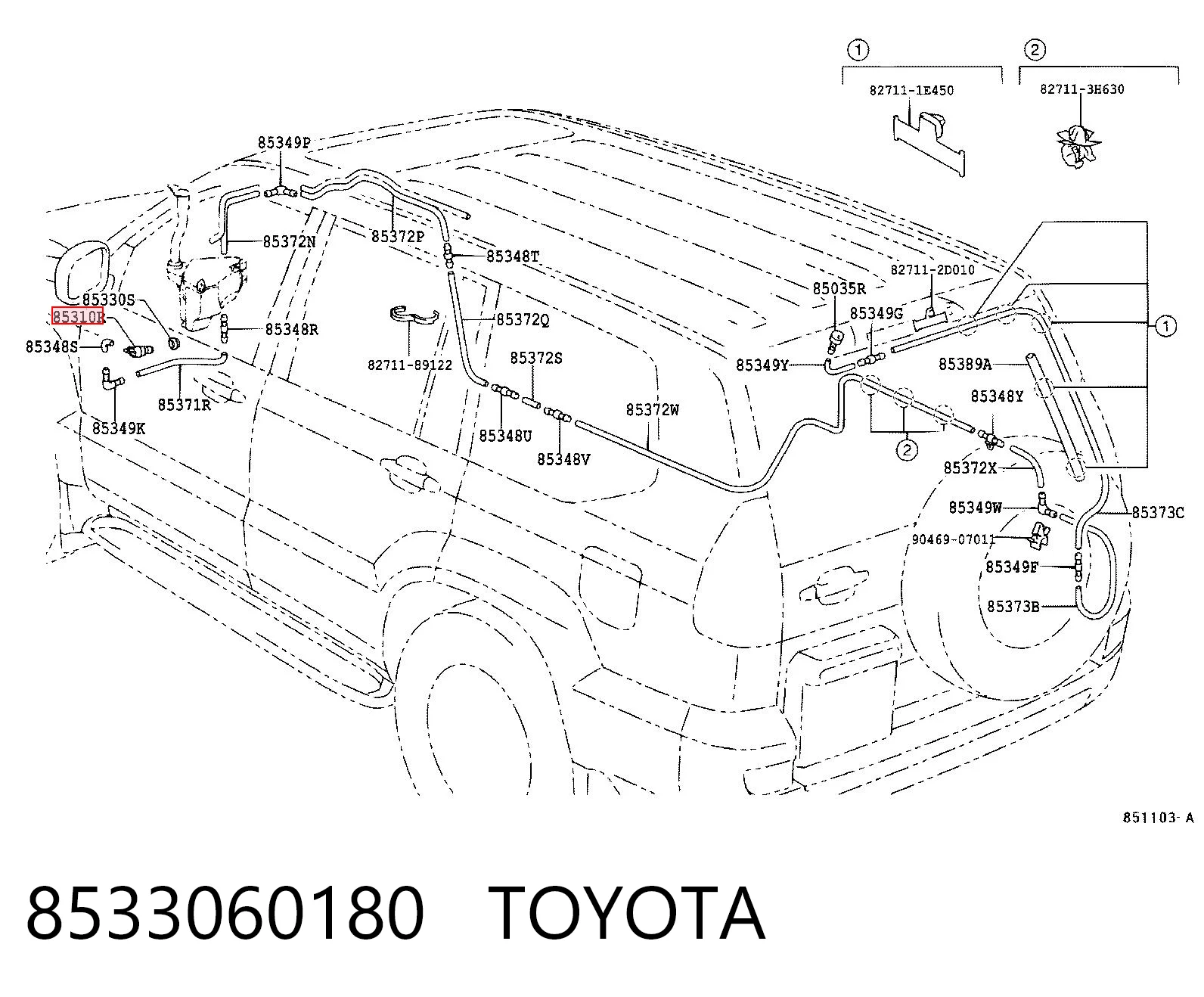 8533060180 Toyota Двигун бачка омивача