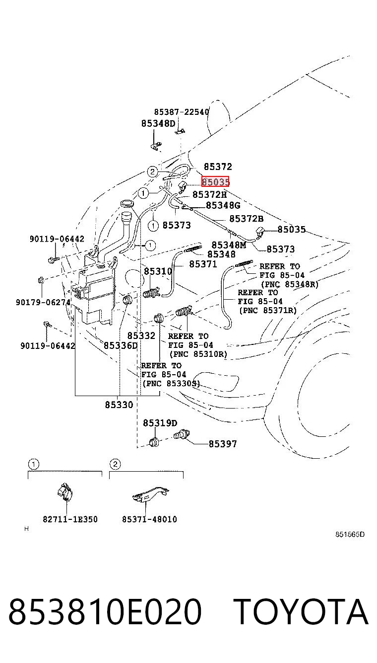 853810E020 Toyota Сопло склоомивача вітрового скла