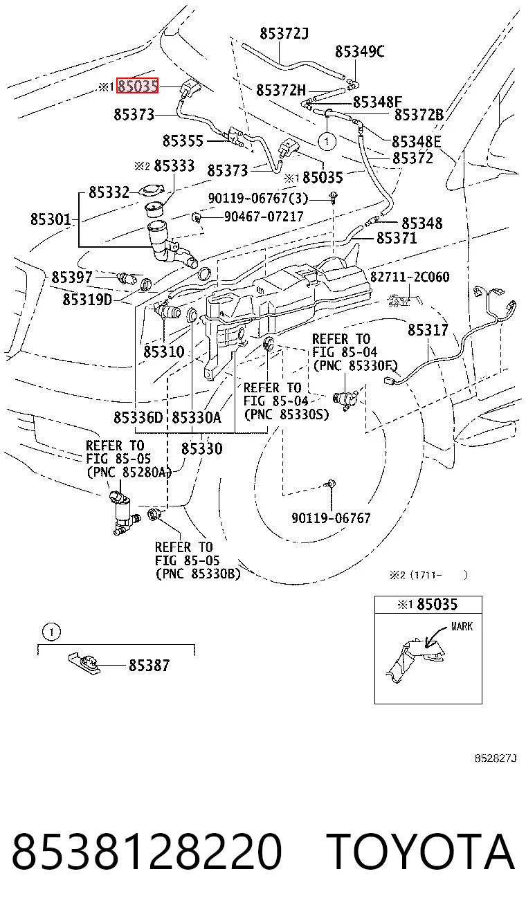 8538128220 Toyota Сопло склоомивача вітрового скла