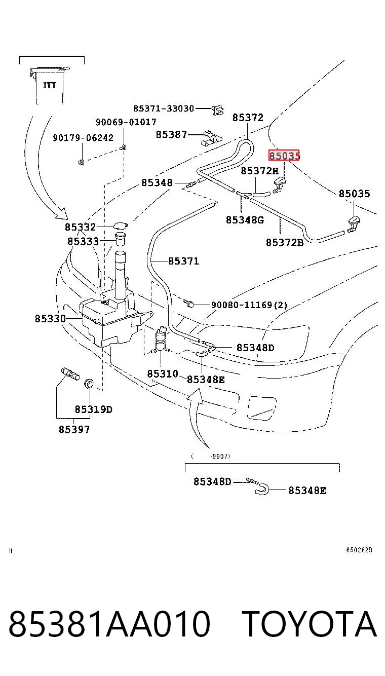 85381AA010 Toyota Сопло склоомивача вітрового скла