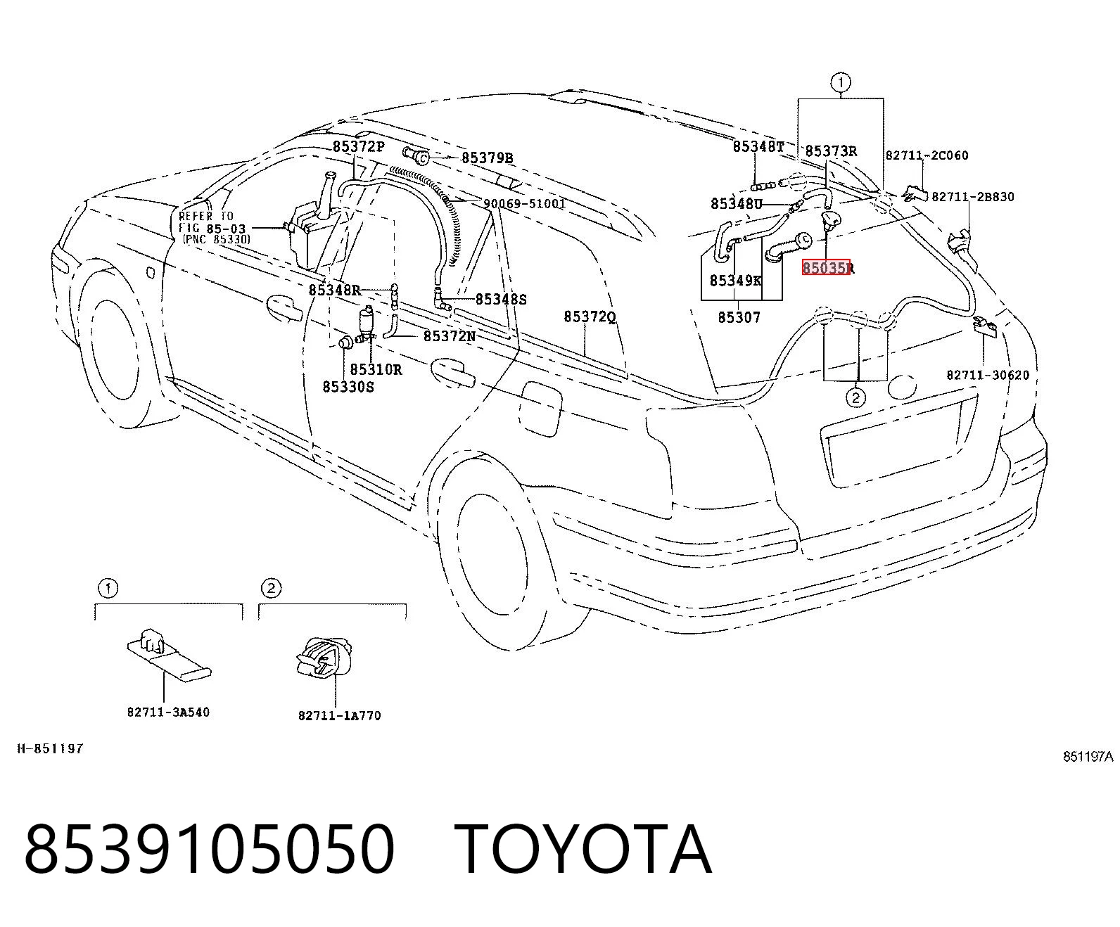 8539105050 Toyota Омивач скла дверей задка