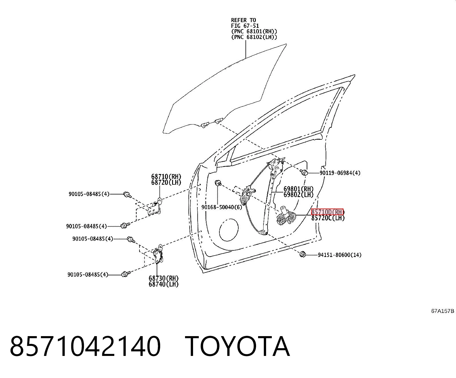 8571042140 Toyota Мотор склопідйомника дверей передніх, правих