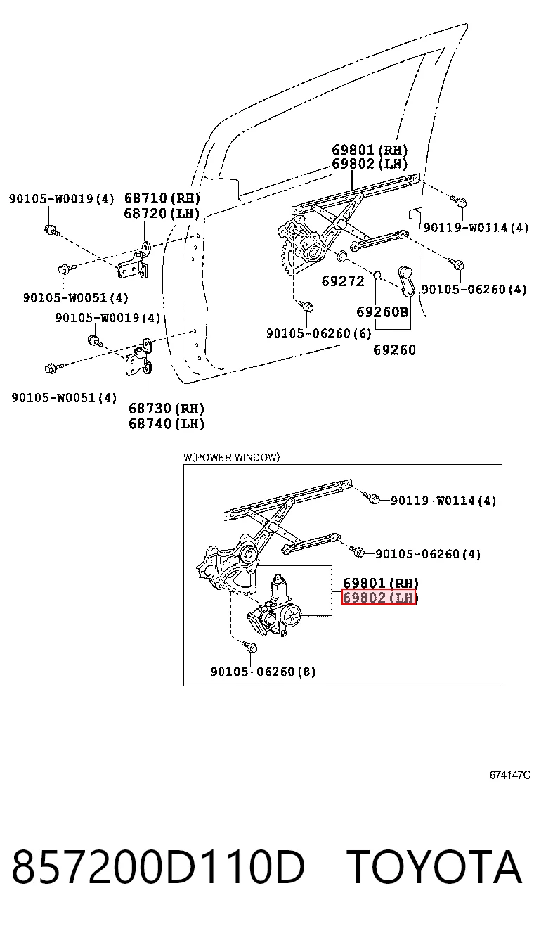 Підйомник механічний вітрового скла на Toyota Yaris  SP90