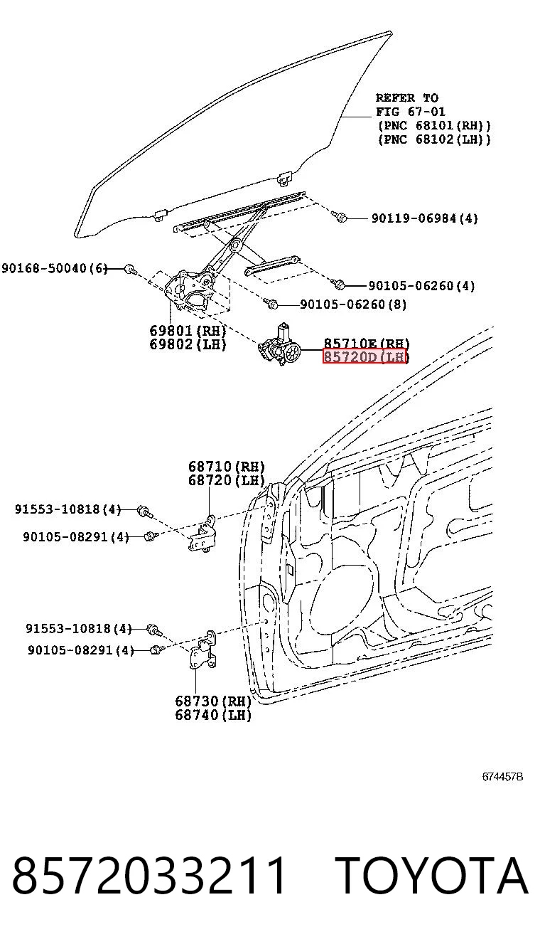8572033211 Toyota Мотор склопідйомника водійських дверей