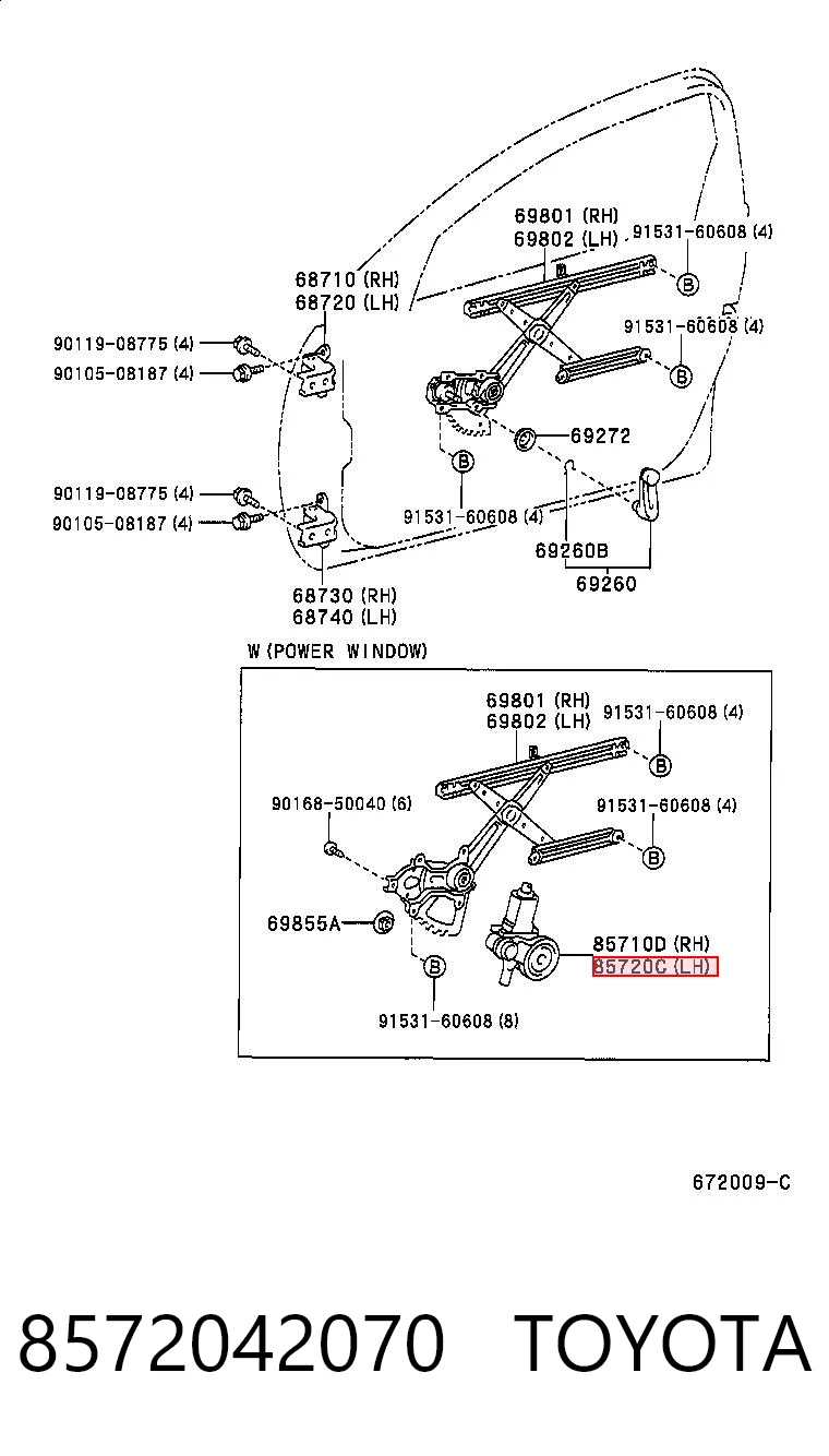 8572042070 Toyota Мотор склопідйомника водійських дверей