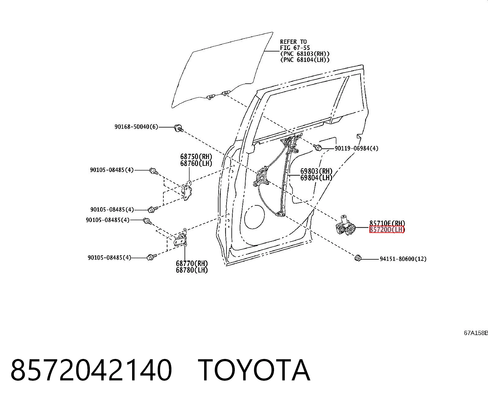 8572042140 Toyota Механізм склопідйомника двері задньої, лівої