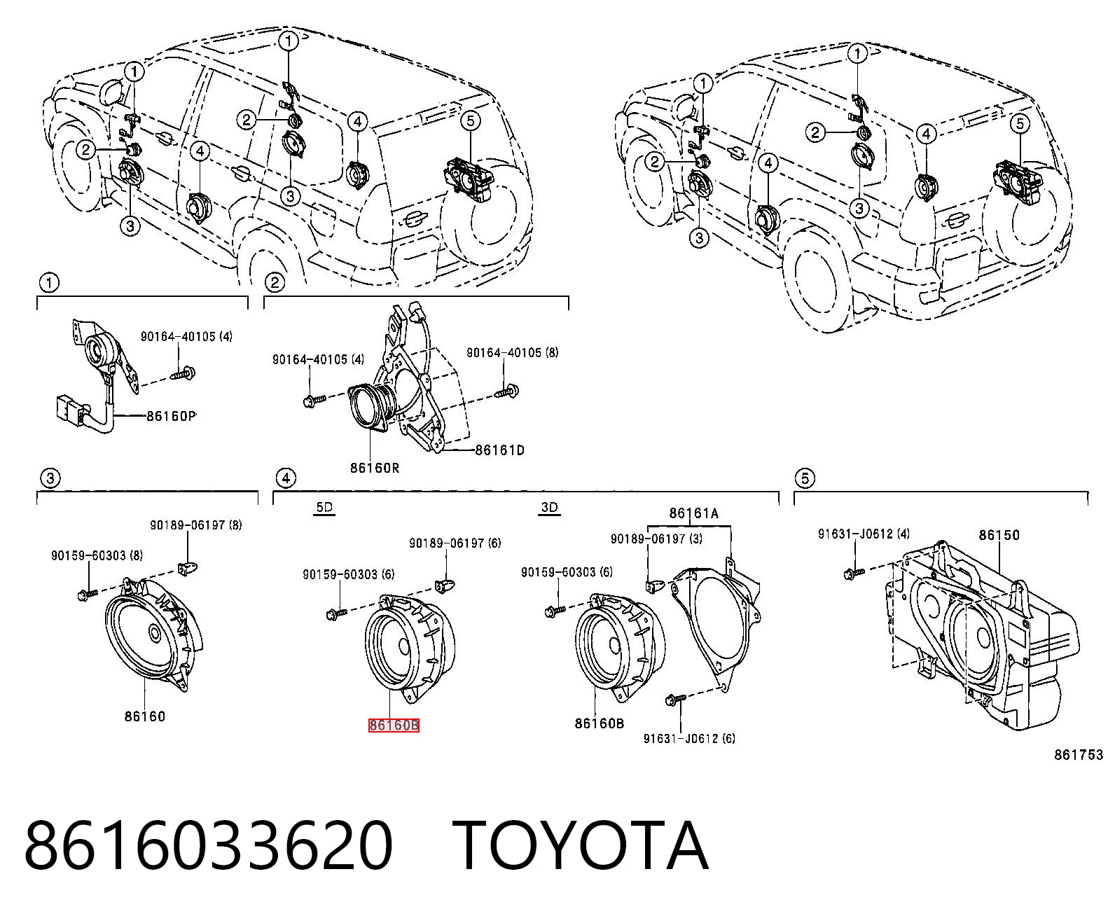 8616033620 Toyota Динамік задньої двері