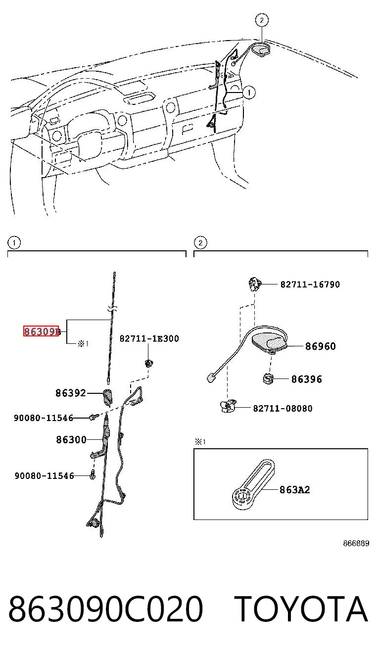 863090C020 Toyota Шток антени