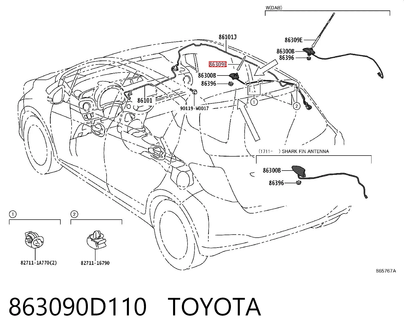 863090D110 Toyota Антена на дах