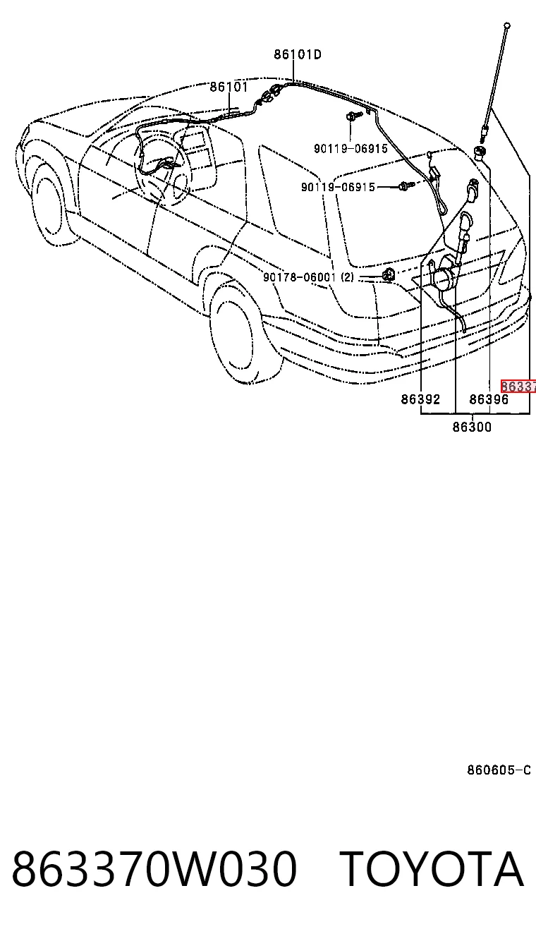 863370W030 Toyota Шток антени