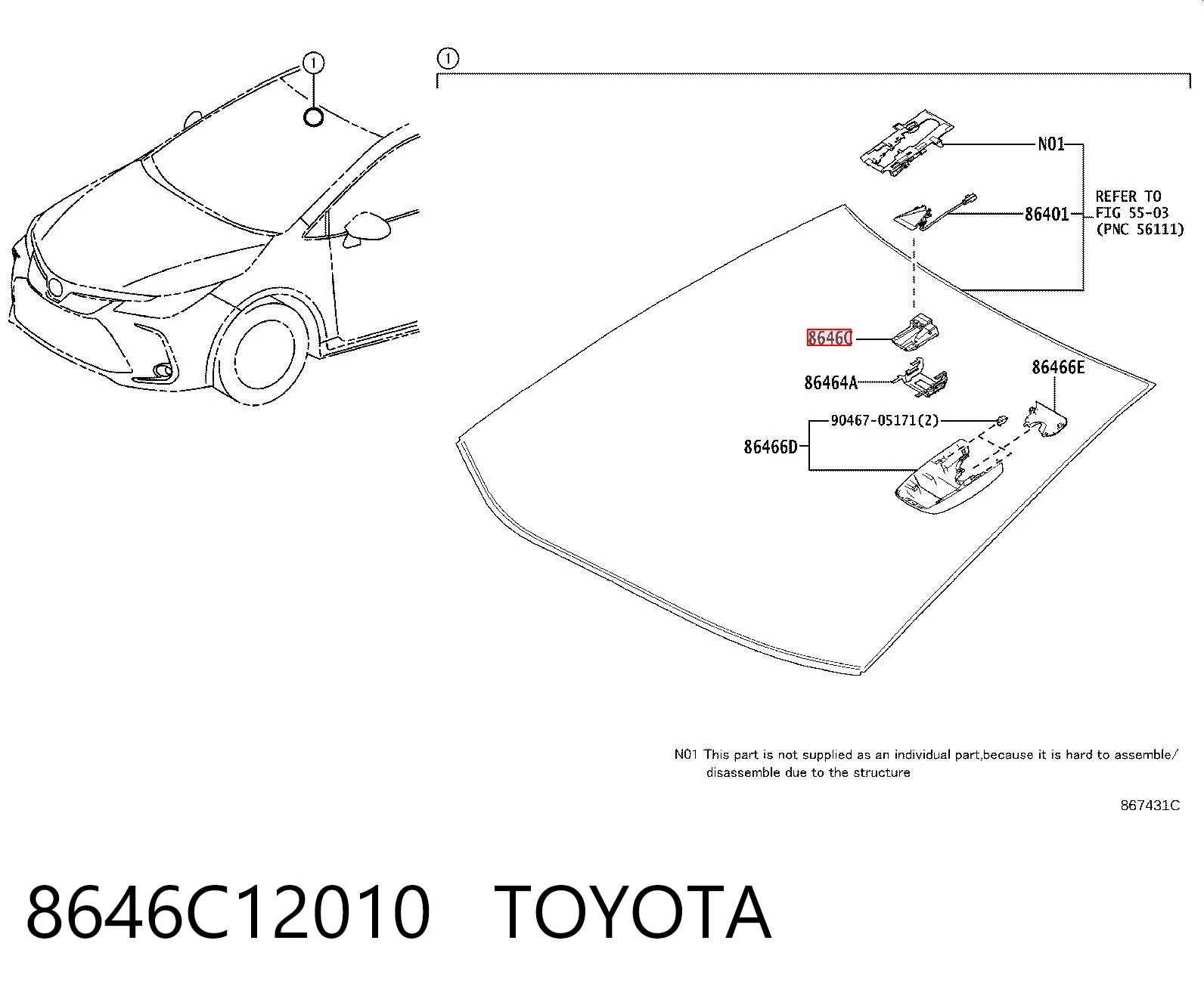 8646C12010 Toyota Камера заднього виду