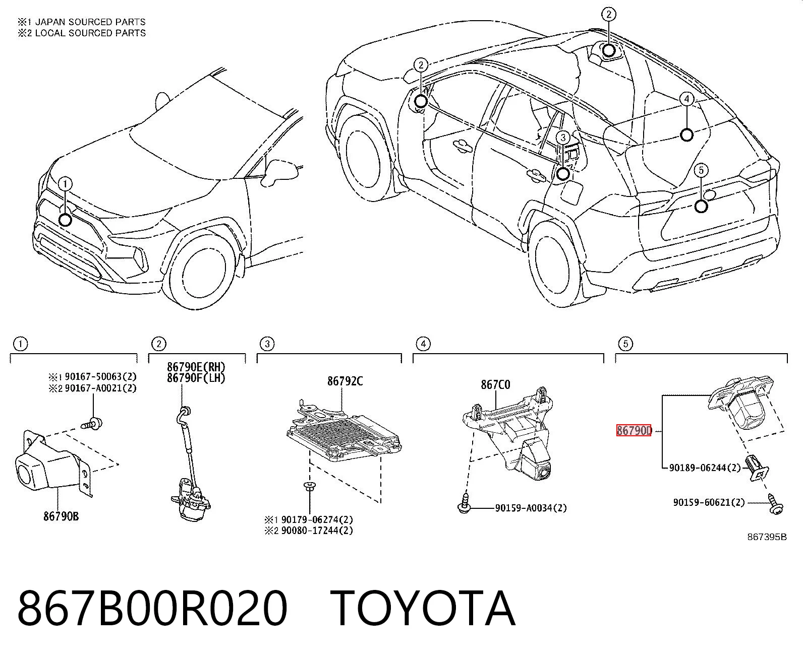 867B00R020 Toyota Камера заднього виду