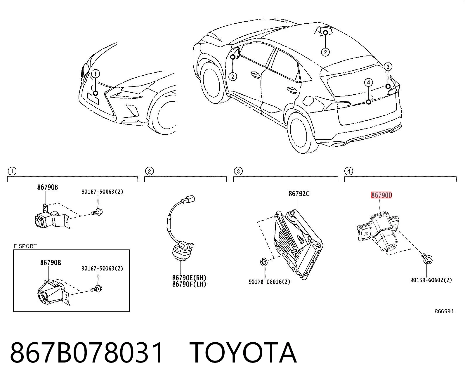 867B078031 Toyota Камера заднього виду