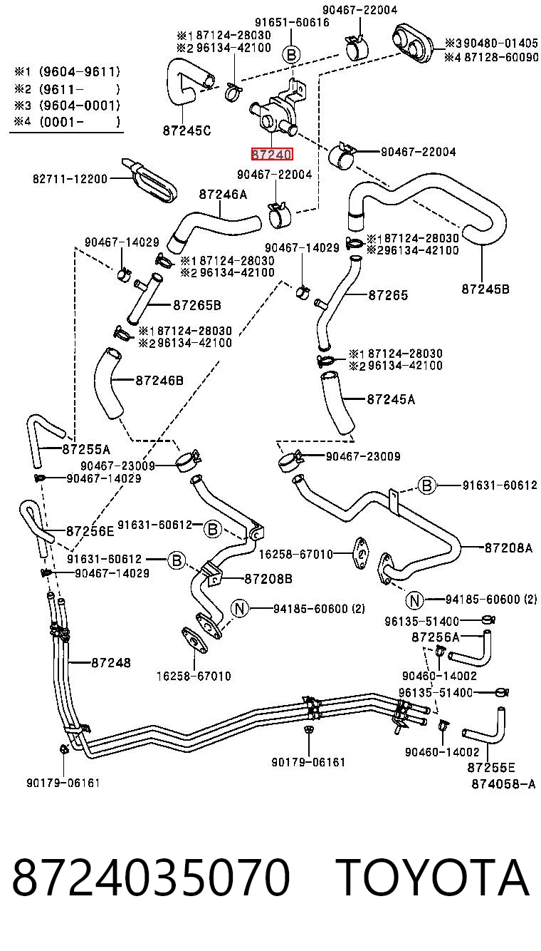 8724035070 Toyota Кран пічки (обігрівача)