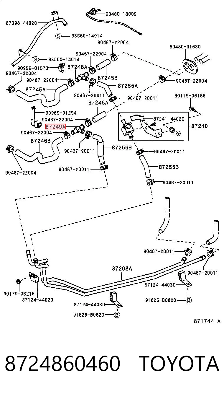 8724860460 Toyota Шланг радіатора опалювача/пічки, подача