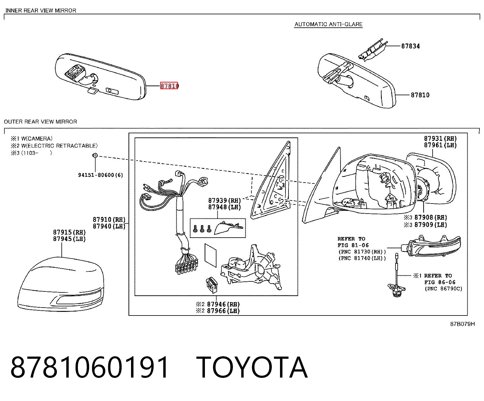 Купити Дзеркало салону Toyota Camry VI V40