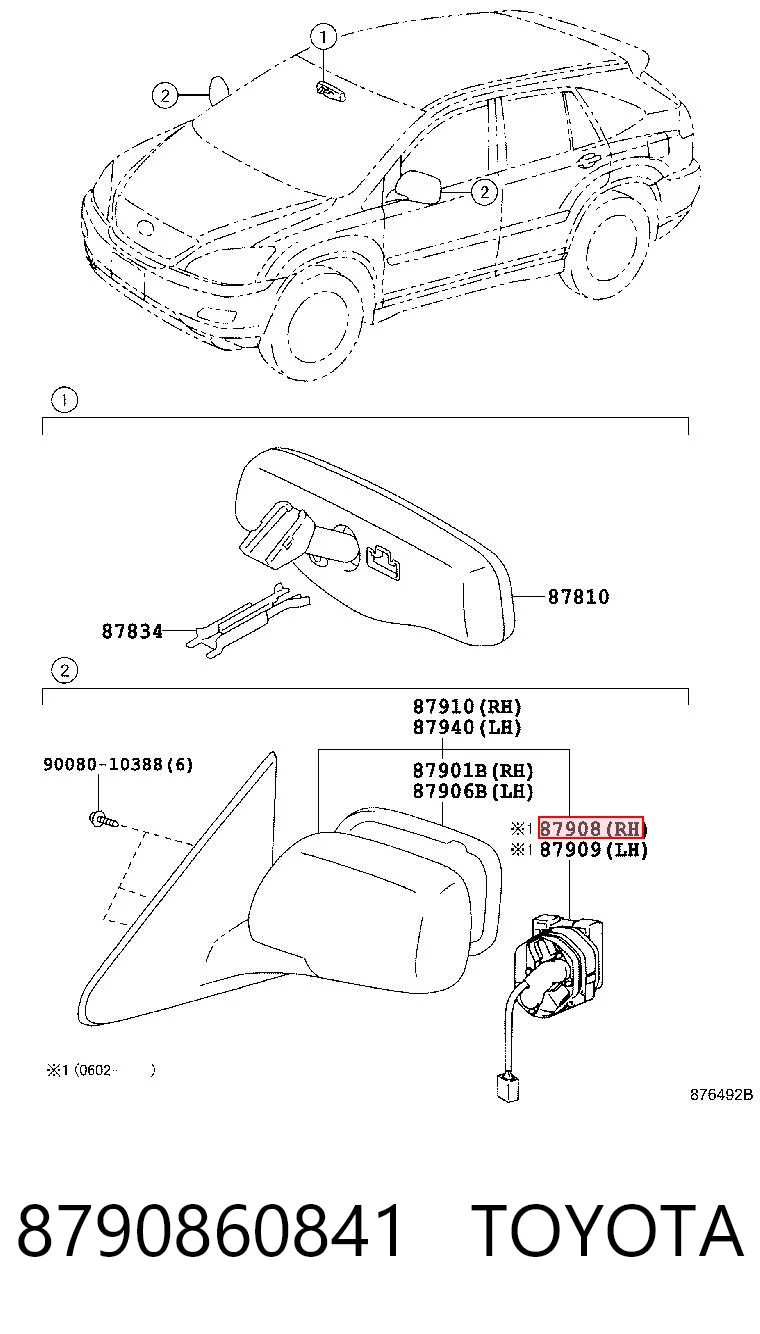 8790860841 Toyota Мотор приводу скла дзеркала заднього виду