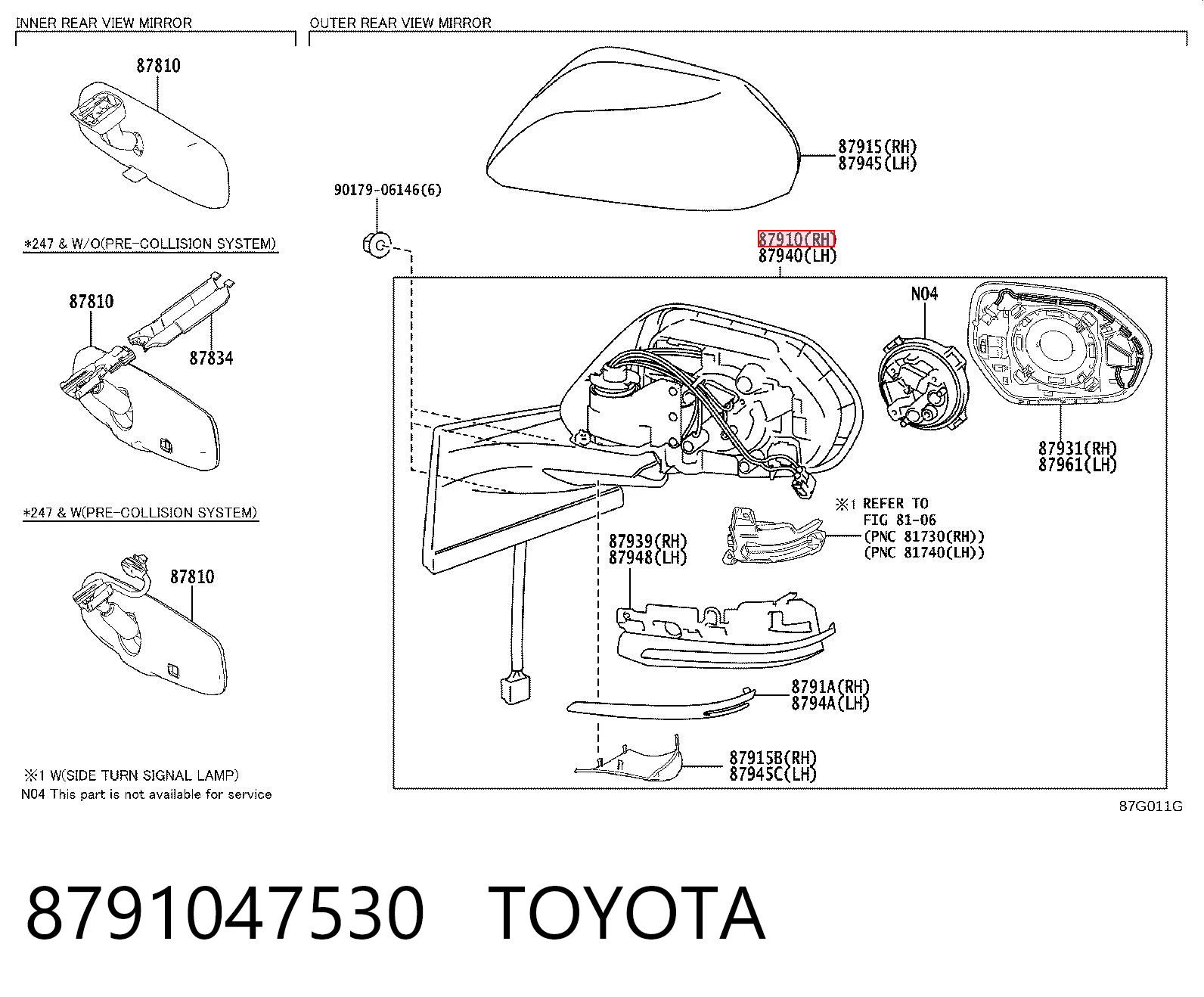 8791047530 Toyota Праве дзеркало заднього виду