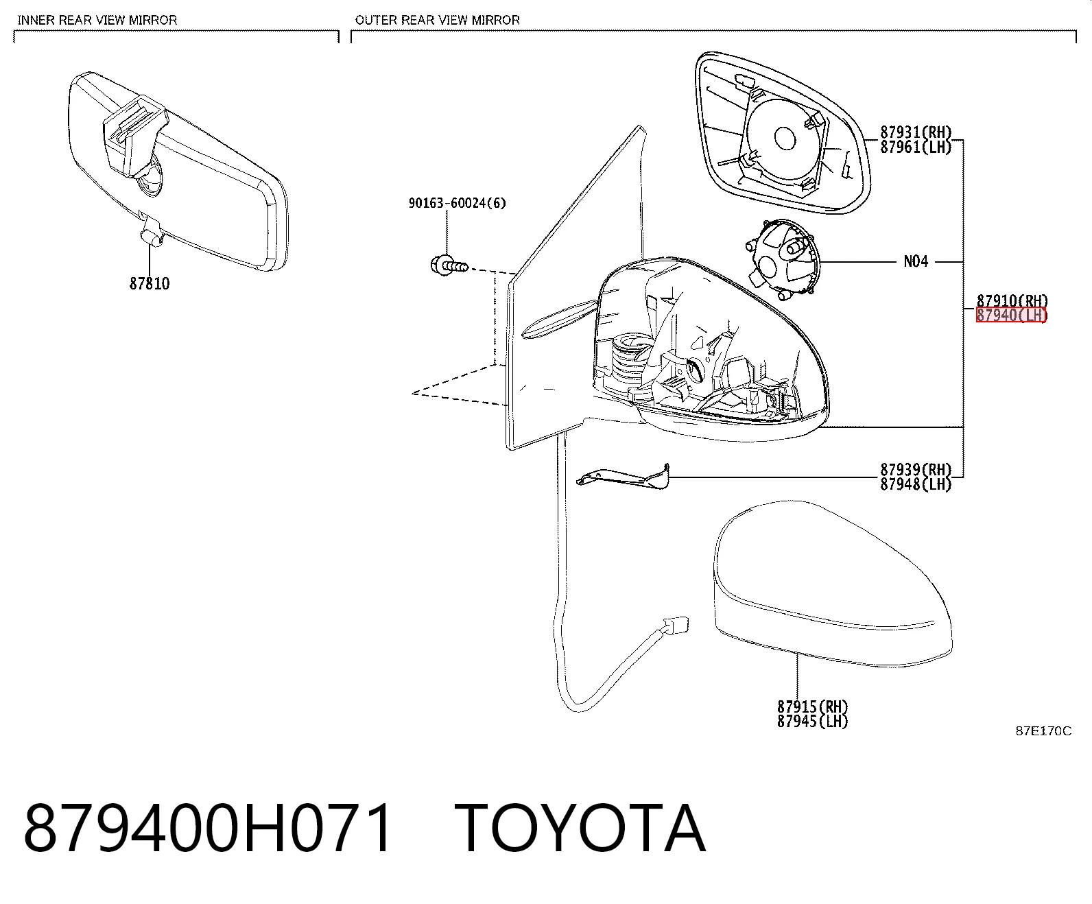 B000781480 Peugeot/Citroen Дзеркало заднього виду, ліве