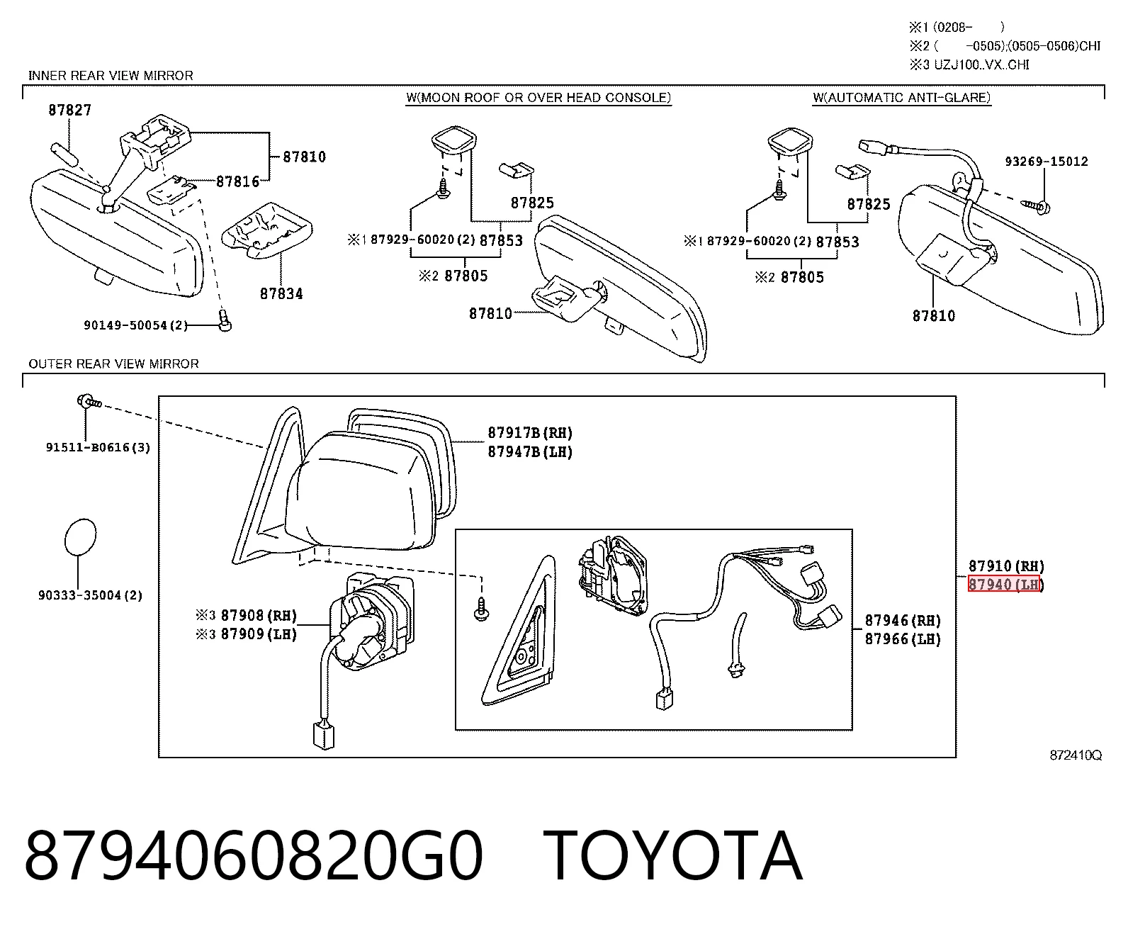 Дзеркало заднього виду, ліве на Toyota Land Cruiser 90 J9