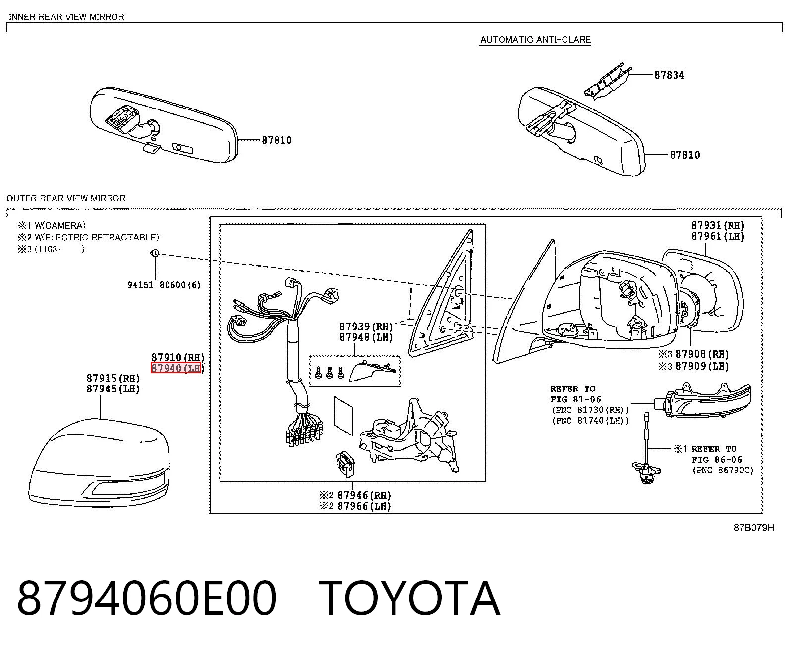 8794060E00 Toyota Дзеркало заднього виду, ліве
