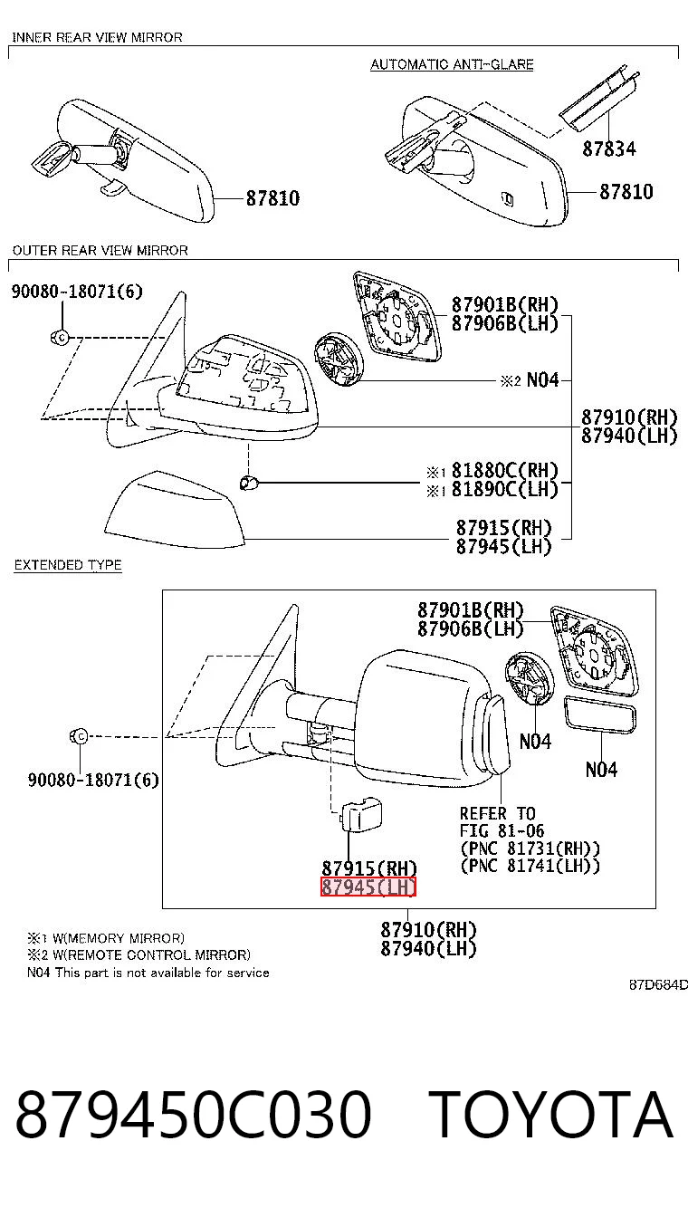879450C030 Toyota Накладка водійського дзеркала