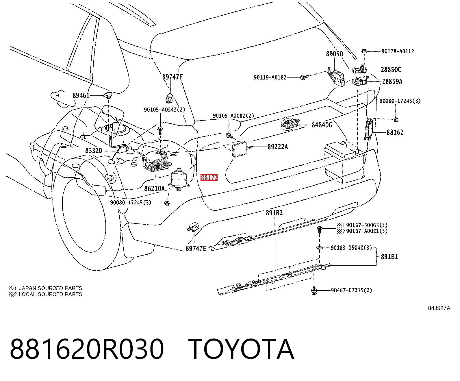 881620R030 Toyota Датчик контролю мертвої зони, задній