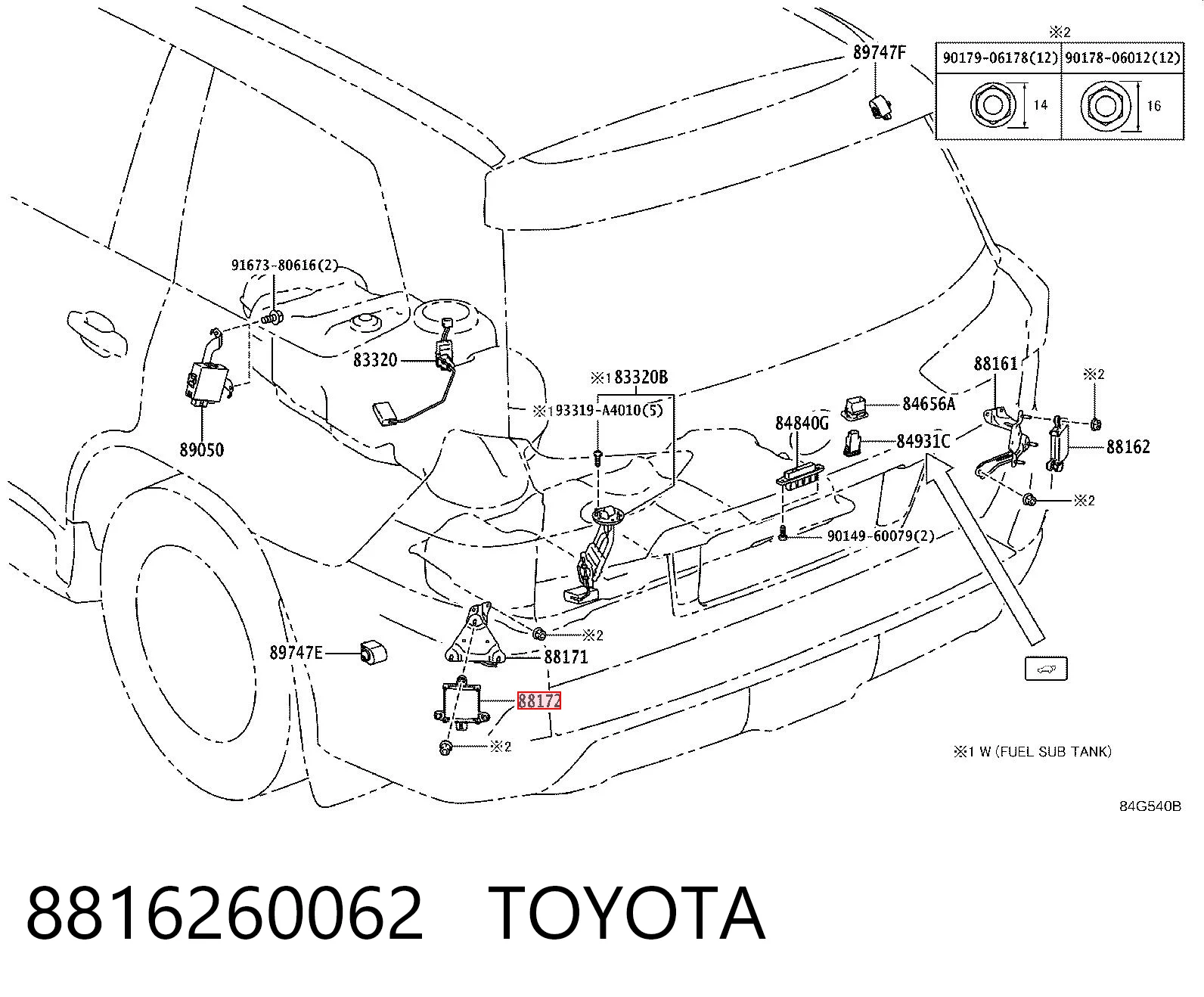 8816260062 Toyota Датчик контролю мертвої зони, задній