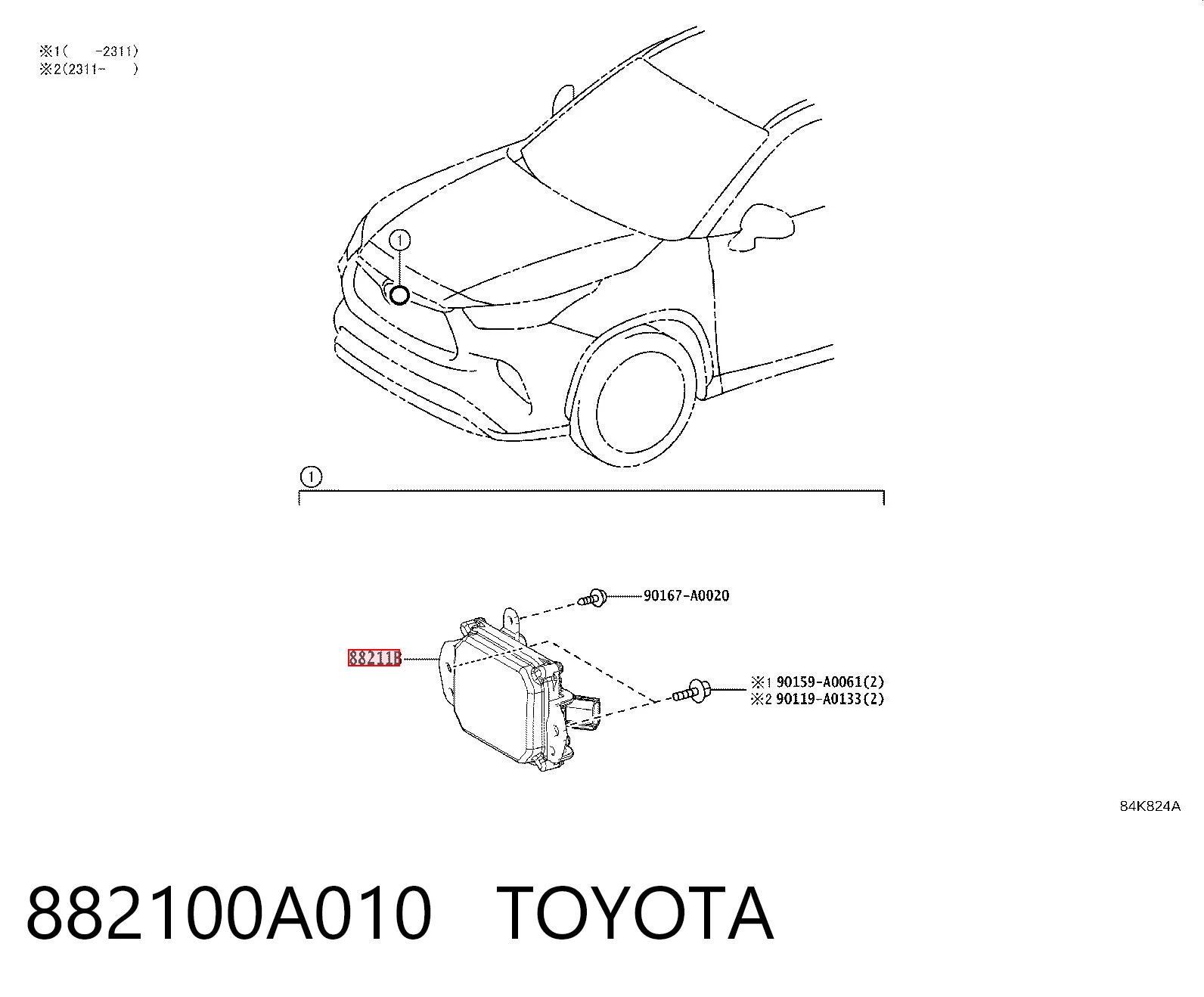 882100A010 Toyota Радарний датчик дистанції