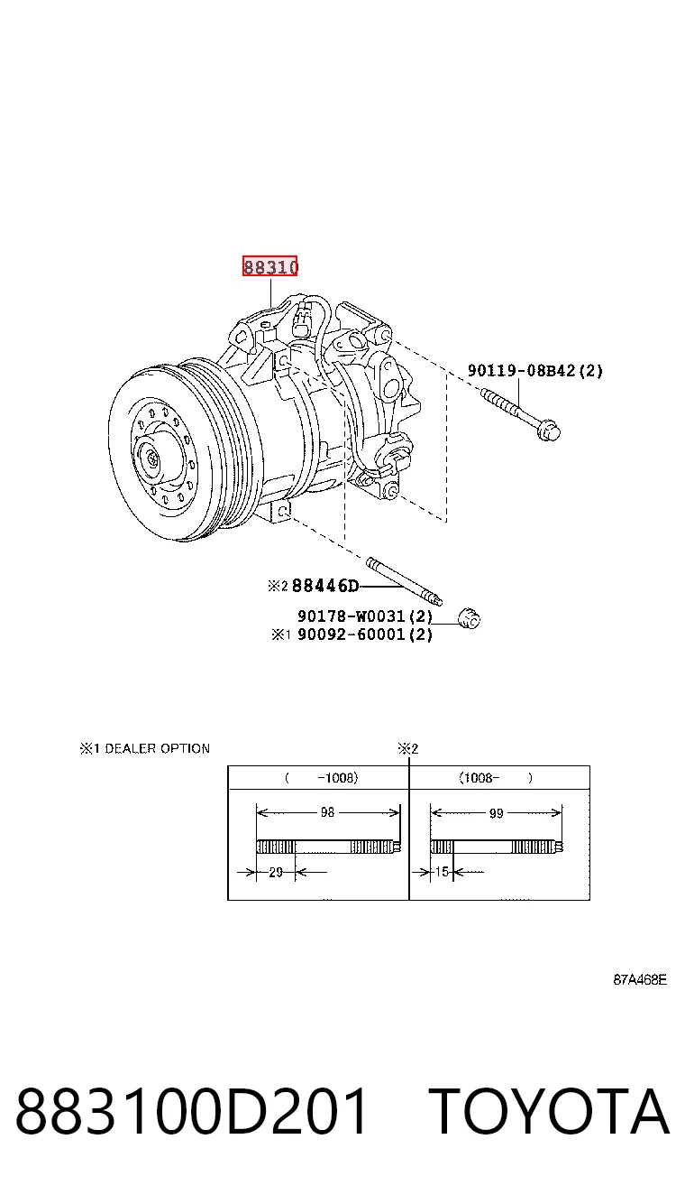 883100D201 Toyota Компресор холодоагенту