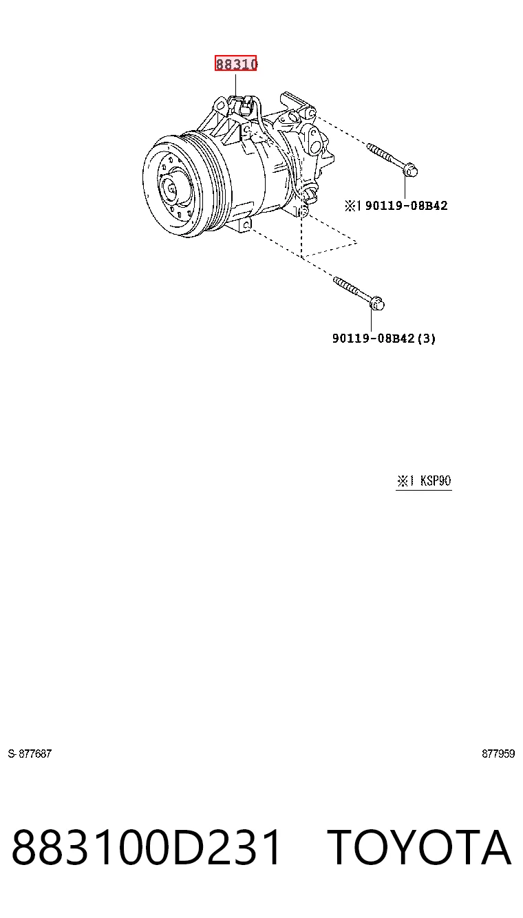 883100D231 Toyota Компресор холодоагенту