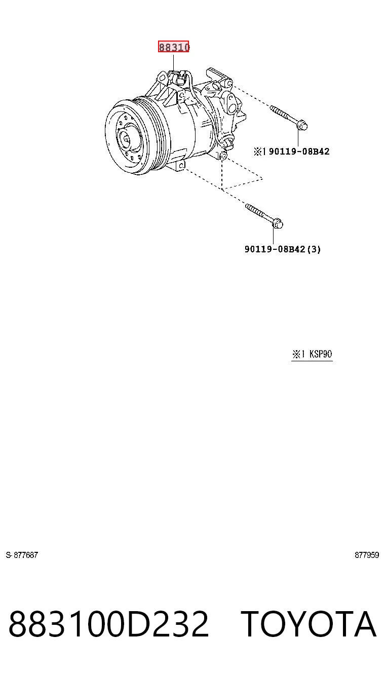 883100D232 Toyota Компресор холодоагенту