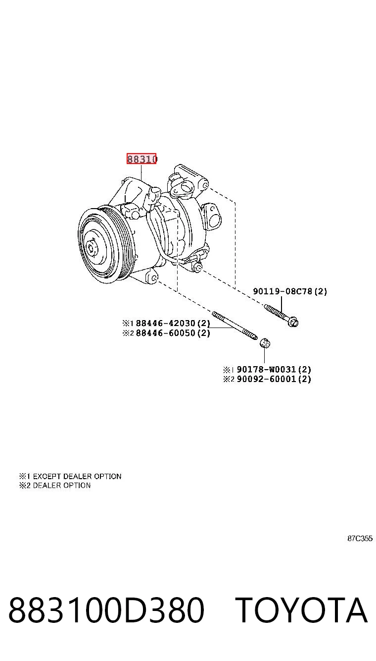 883100D380 Toyota Компресор холодоагенту