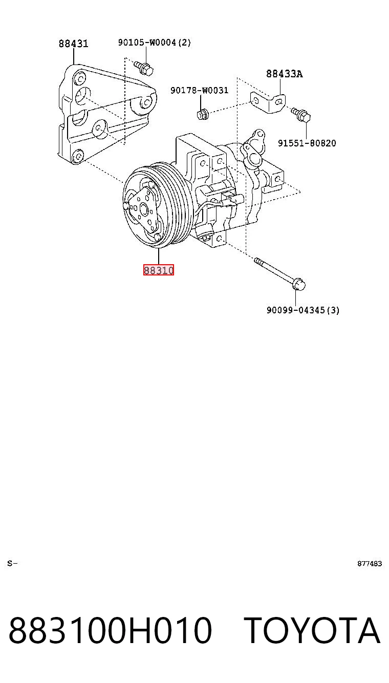 883100H010 Toyota Компресор холодоагенту