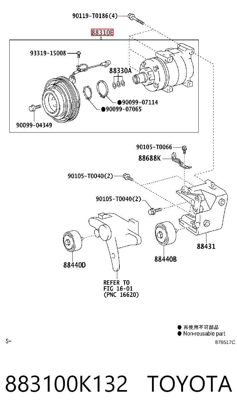 883100K132 Toyota Компресор холодоагенту