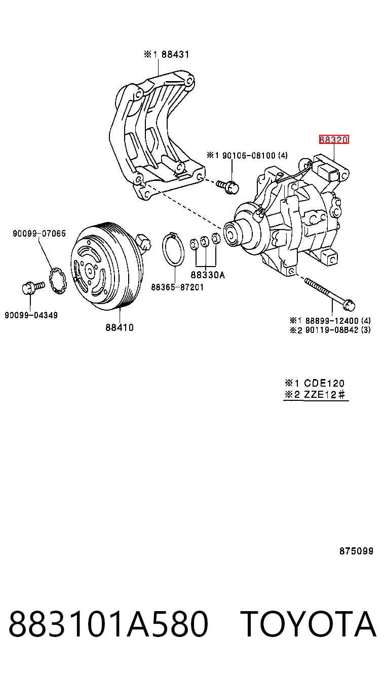 883101A580 Toyota Компресор холодоагенту