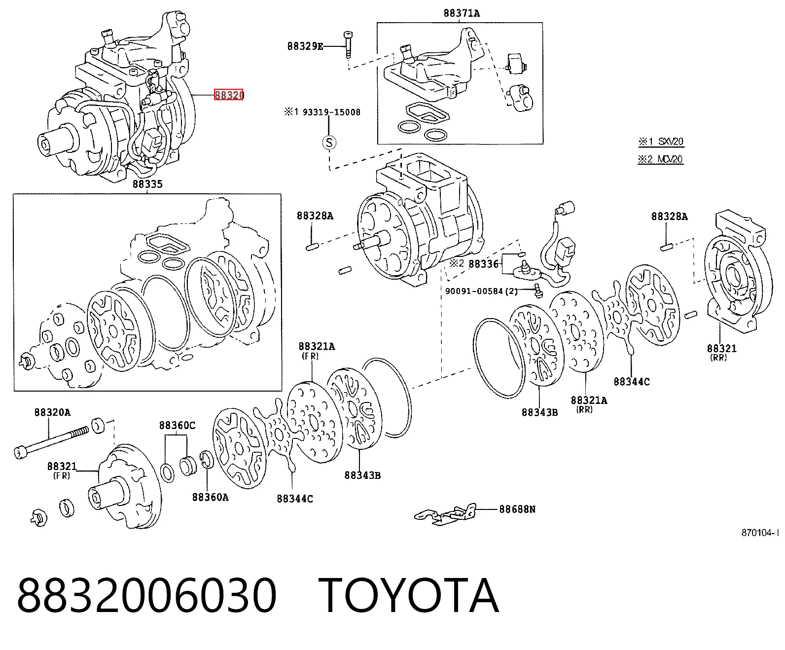 Компресор холодоагенту на Toyota Carina E T19