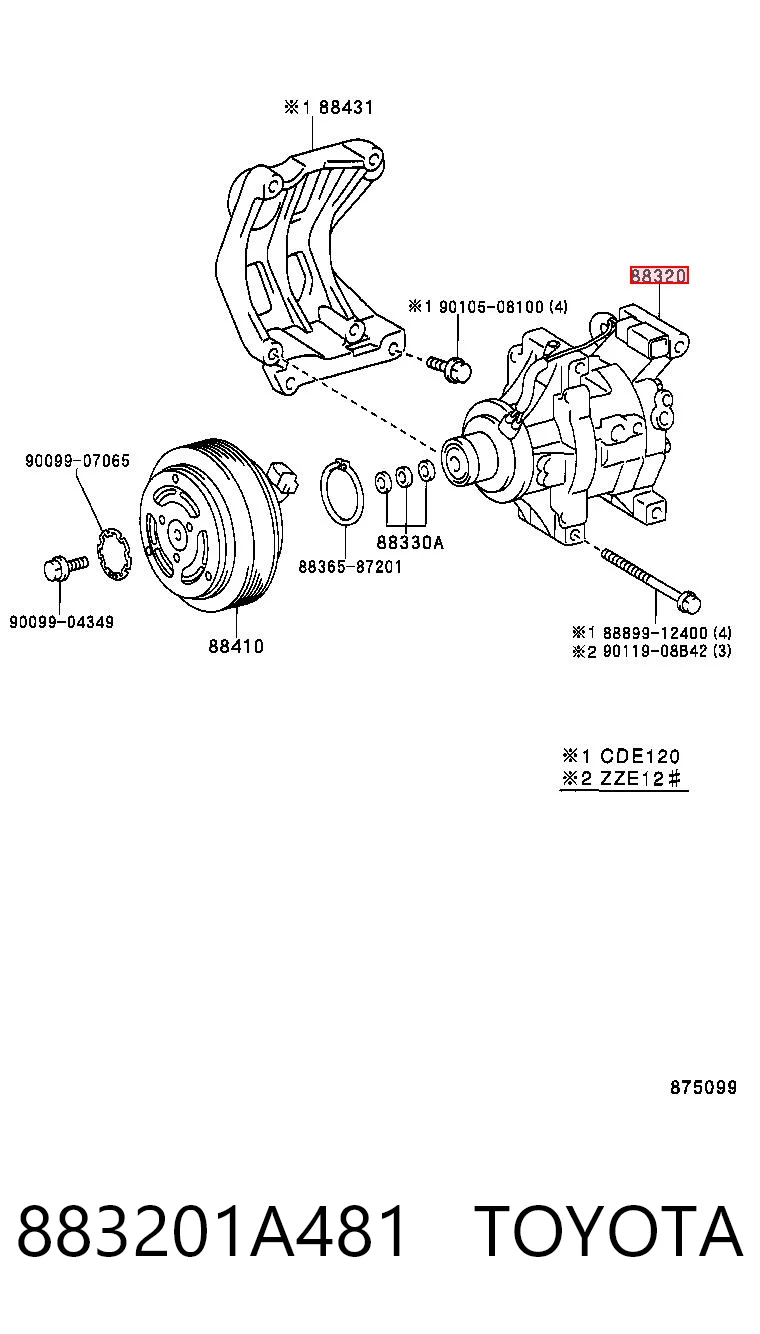 883201A481 Toyota Компресор холодоагенту