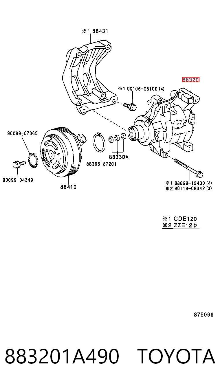 883201A490 Toyota Компресор холодоагенту