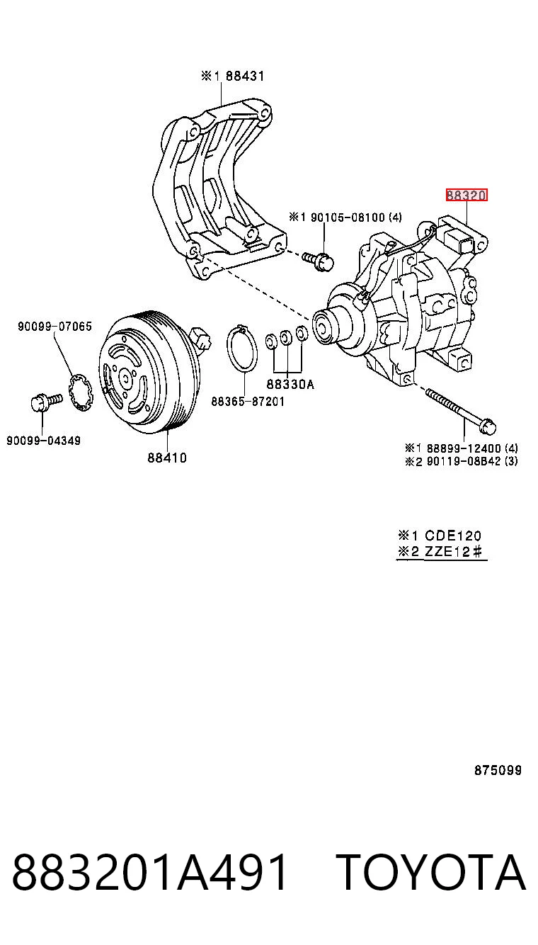 883201A491 Toyota Компресор холодоагенту
