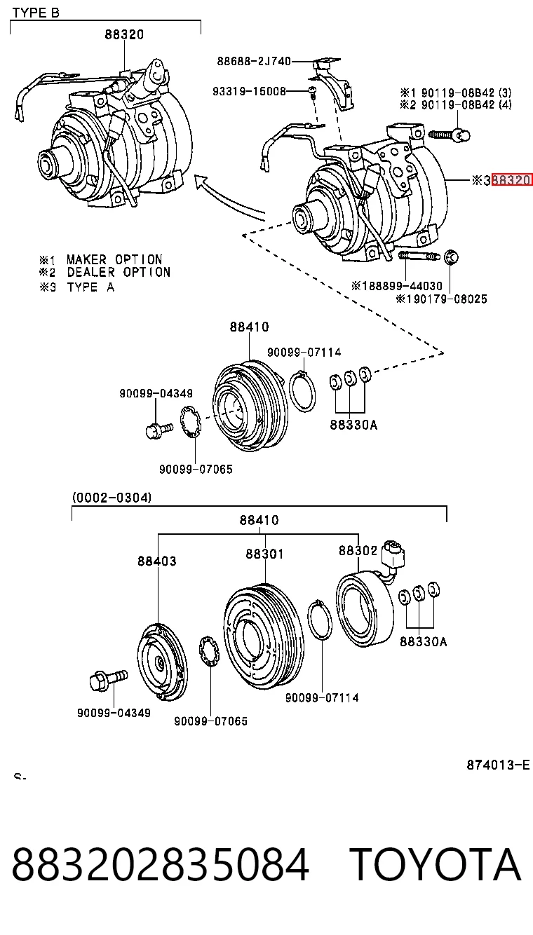 883202835084 Toyota Компресор холодоагенту
