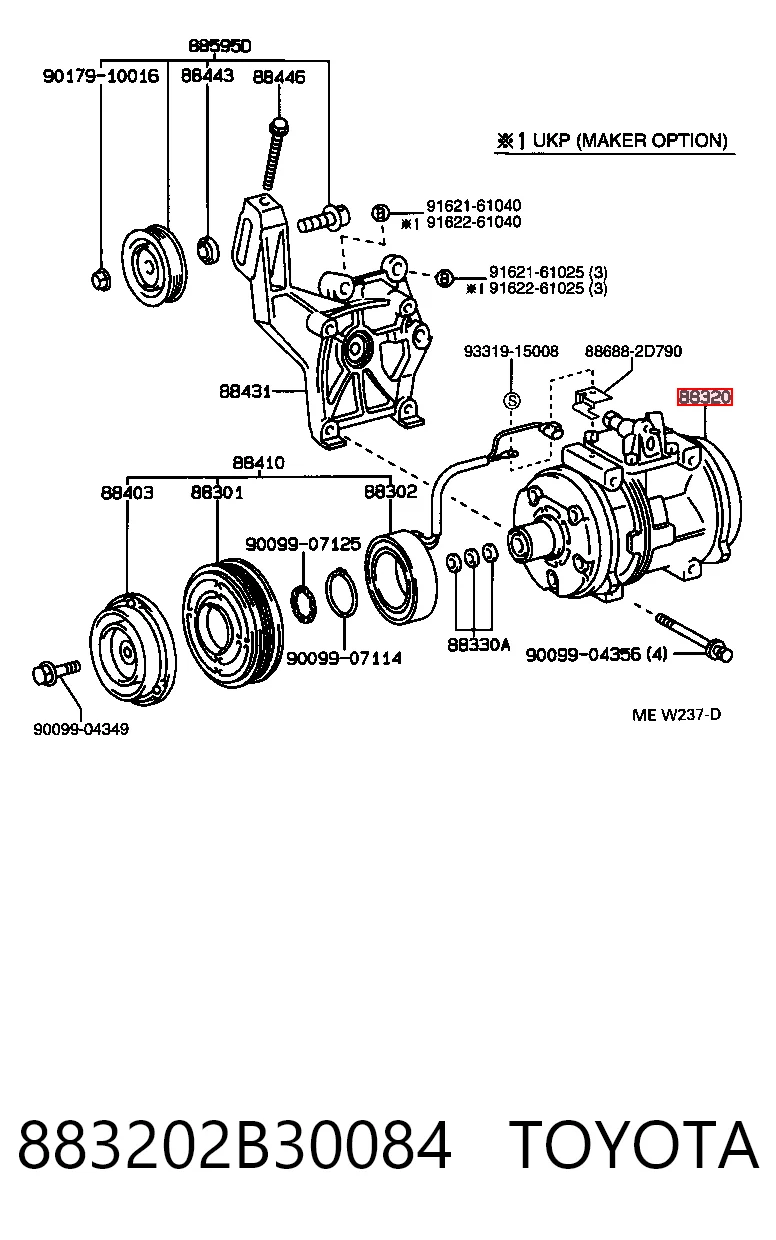 883202B30084 Toyota Компресор холодоагенту