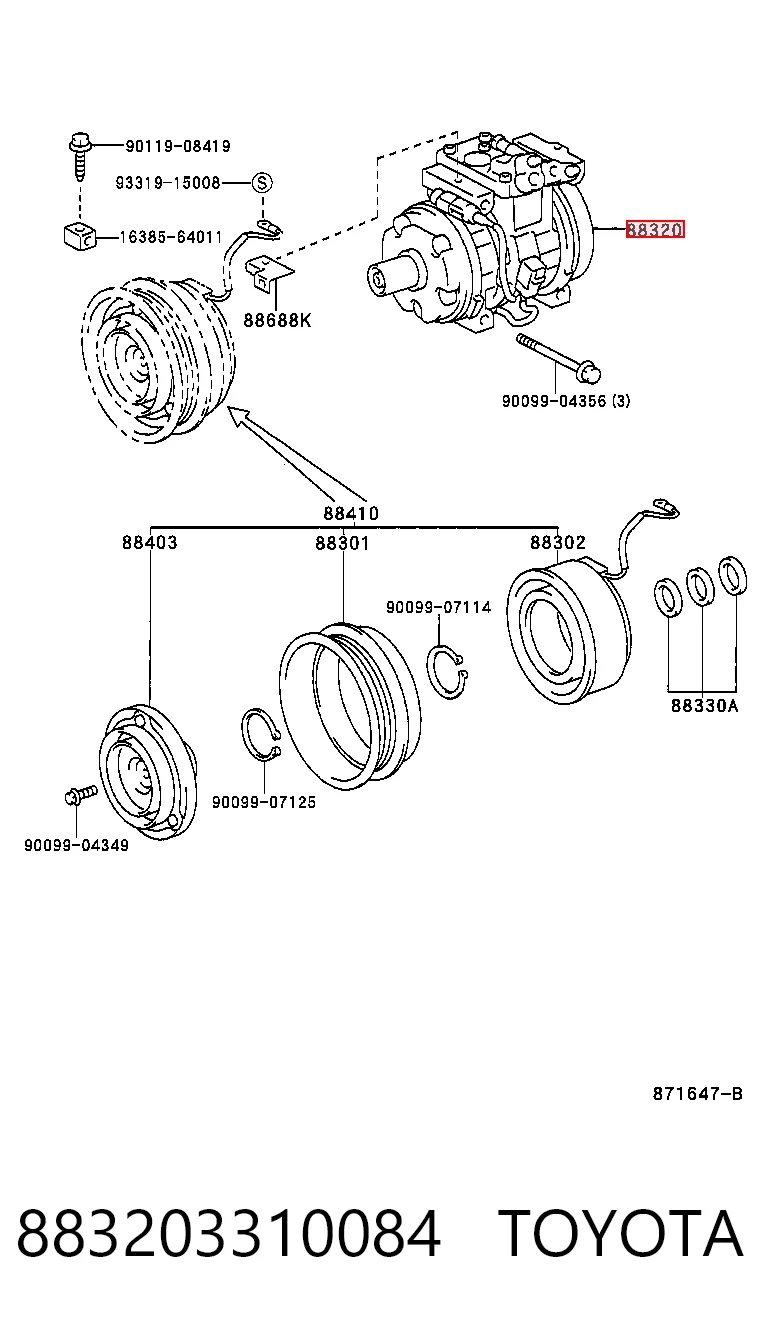 883203310084 Toyota Компресор холодоагенту