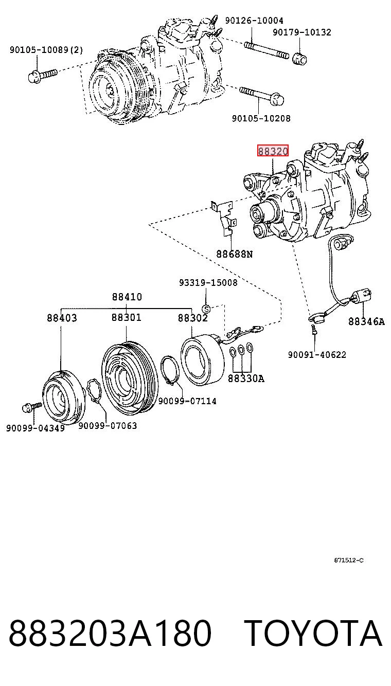 883203A180 Toyota Компресор холодоагенту
